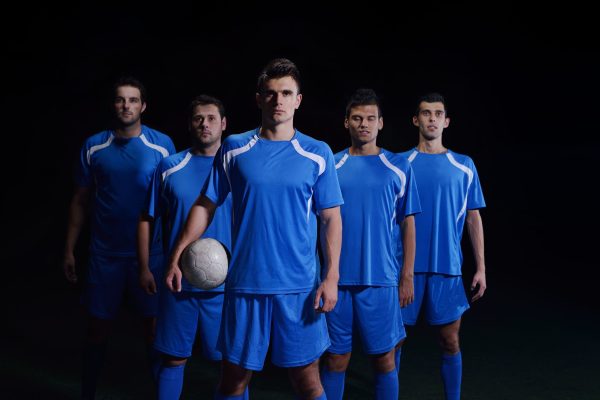 soccer players team group isolated on black background